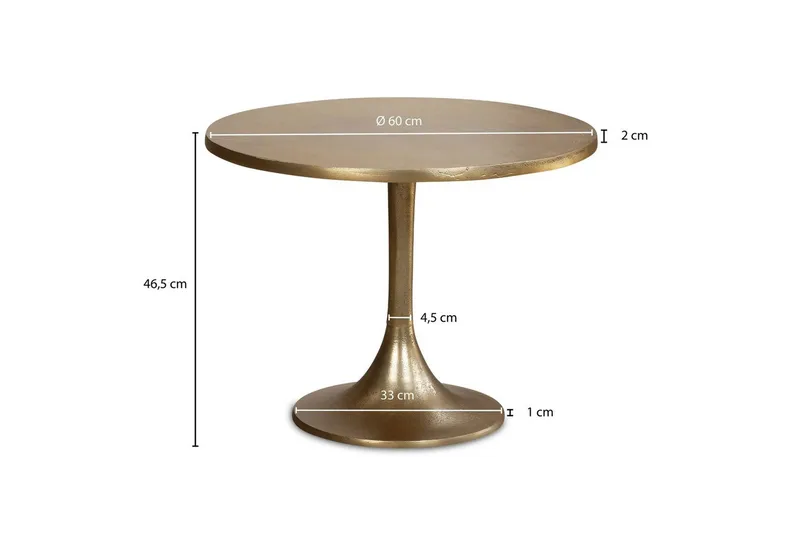 Sofabord Wohnling 60 cm rundt gullfarget metallramme industriell - Møbler - Bord - Sofabord