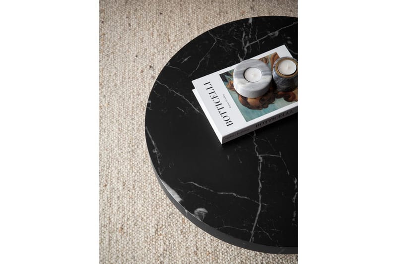 Sofabord Wohnling 60 cm stuebord sofabord rundt lite salongbord moderne Svart marmor - Svart marmor - Møbler - Bord - Sofabord