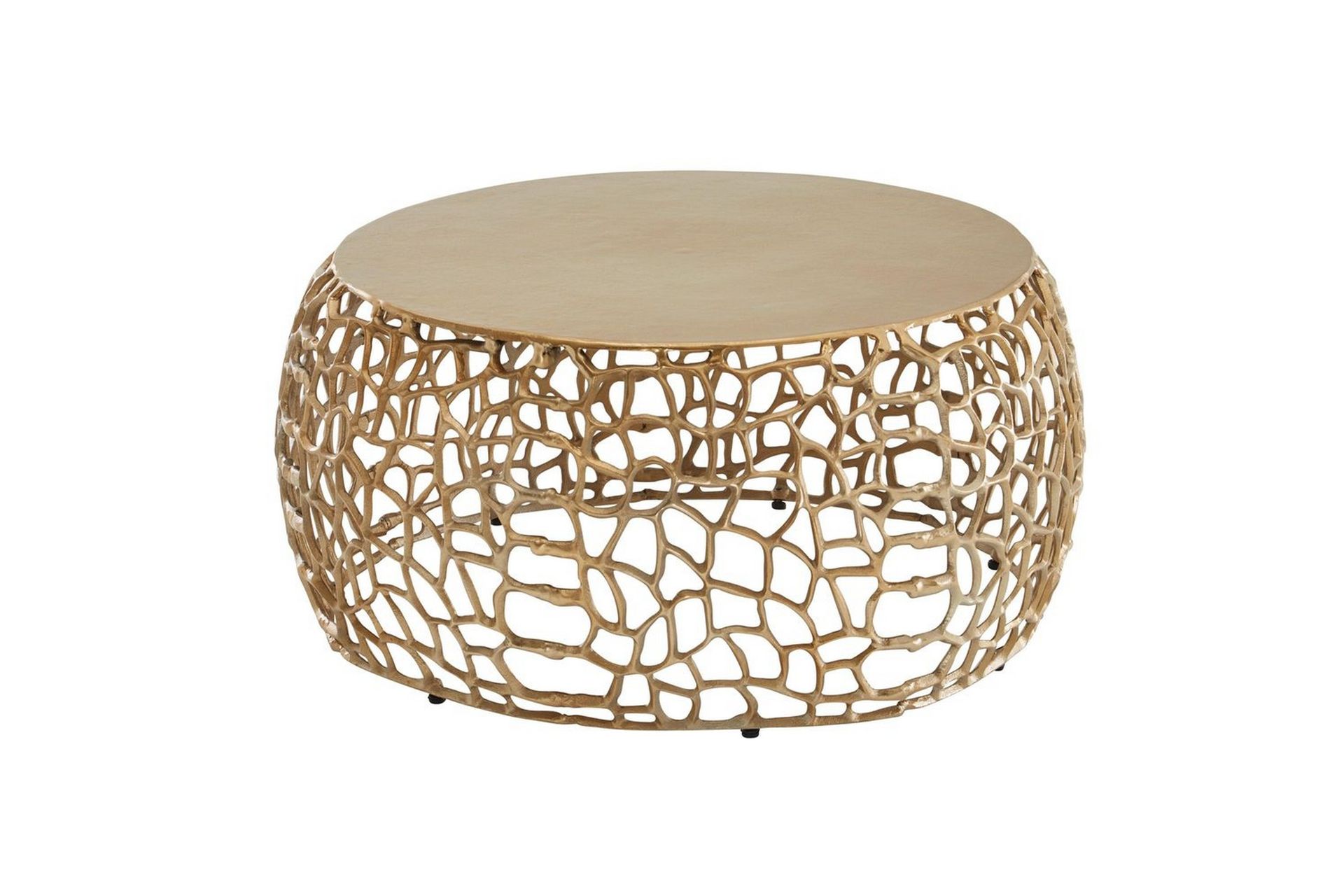 Sofabord Wohnling aluminiumstøp, rund 60 cm håndlaget, moderne stil Gull - Gull - Møbler - Bord - Sofabord