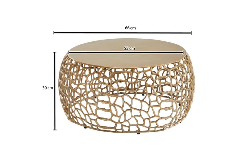 Sofabord Wohnling aluminiumstøp, rund 60 cm håndlaget, moderne stil Gull - Gull - Møbler - Bord - Sofabord
