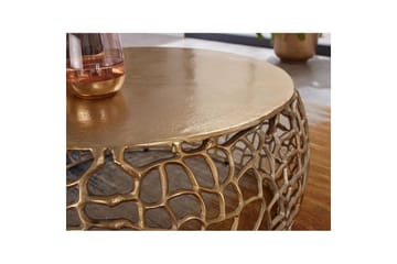 Sofabord Wohnling aluminiumstøp, rund 60 cm håndlaget, moderne stil Gull - Gull - Møbler - Bord - Sofabord