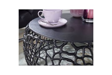 Sofabord Wohnling aluminiumstøp, rund 60 cm håndlaget, moderne stil Svart - Svart - Møbler - Bord - Sofabord