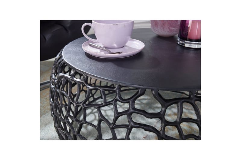 Sofabord Wohnling aluminiumstøp, rund 60 cm håndlaget, moderne stil Svart - Svart - Møbler - Bord - Sofabord