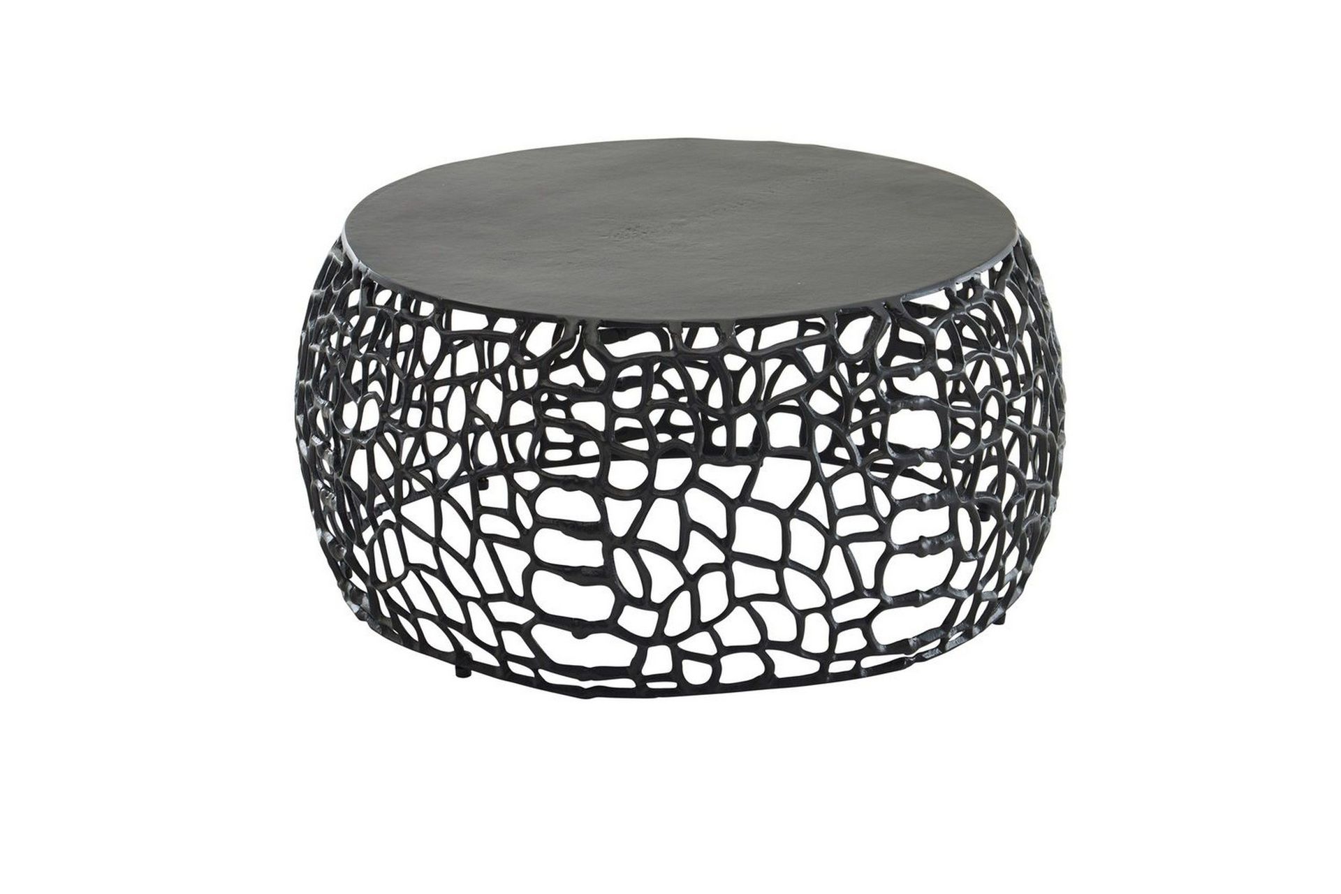Sofabord Wohnling aluminiumstøp, rund 60 cm håndlaget, moderne stil Svart - Svart