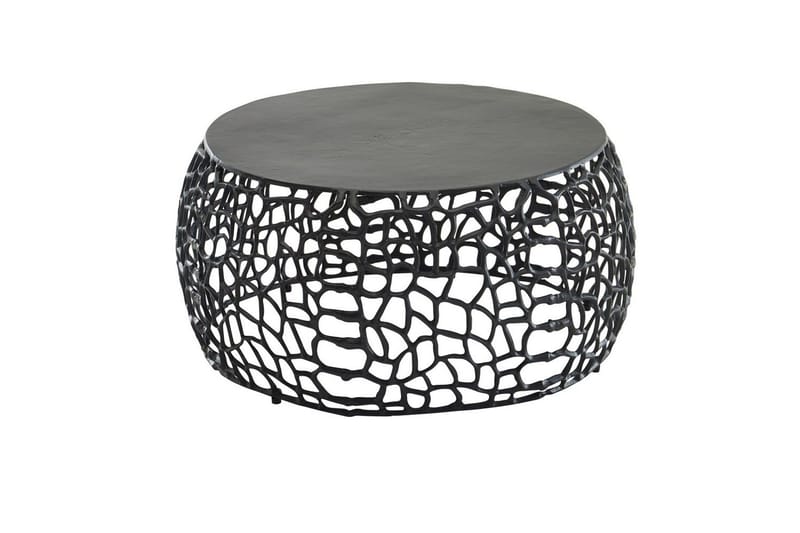 Sofabord Wohnling aluminiumstøp, rund 60 cm håndlaget, moderne stil Svart - Svart - Møbler - Bord - Sofabord