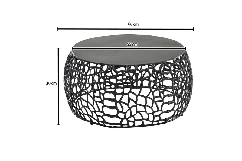 Sofabord Wohnling aluminiumstøp, rund 60 cm håndlaget, moderne stil Svart - Svart - Møbler - Bord - Sofabord