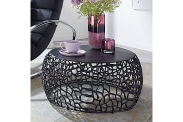 Sofabord Wohnling aluminiumstøp, rund 60 cm håndlaget, moderne stil Svart - Svart - Møbler - Bord - Sofabord