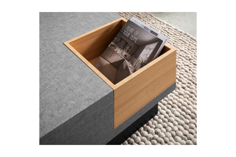 Sofabord Wohnling Betongutseende kvadratisk 65 cm med oppbevaringsplass Moderne utseende - Møbler - Bord - Sofabord
