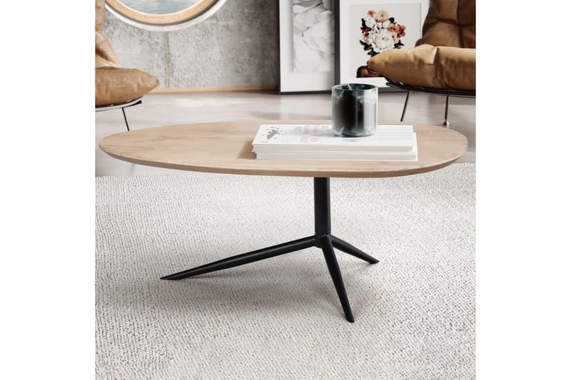 Sofabord Wohnling Heltre hvitvasket 86 cm oval moderne - Møbler - Bord - Sofabord
