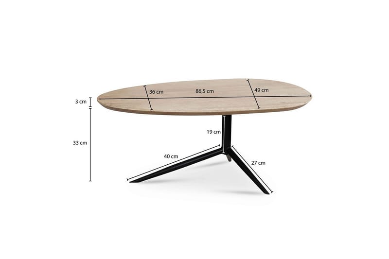 Sofabord Wohnling Heltre hvitvasket 86 cm oval moderne - Møbler - Bord - Sofabord