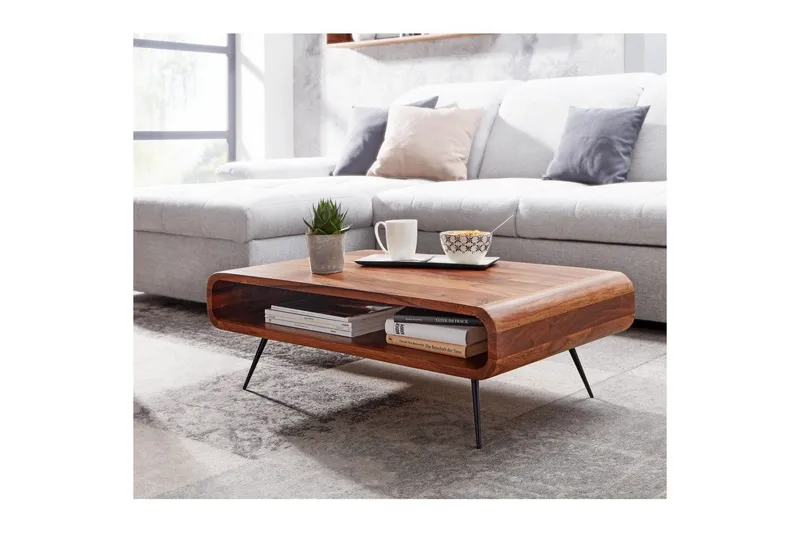 Sofabord Wohnling Heltre Rektangulær Runde Kanter Landlig Stil - Møbler - Bord - Sofabord