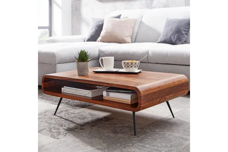 Sofabord Wohnling Heltre Rektangulær Runde Kanter Landlig Stil - Møbler - Bord - Sofabord