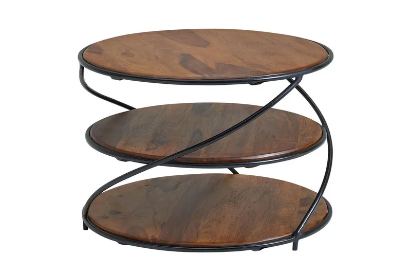 Sofabord Wohnling Heltre Rund 58 cm med 2 Brett Sirkel Metallramme, undefined