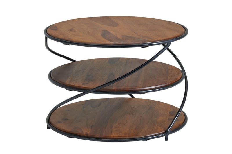 Sofabord Wohnling Heltre Rund 58 cm med 2 Brett Sirkel Metallramme - Møbler - Bord - Sofabord
