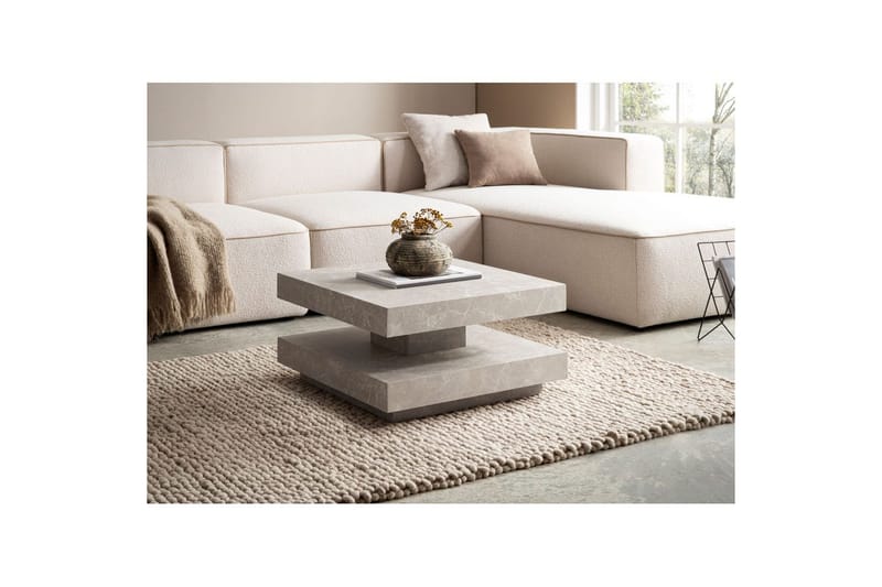 Sofabord Wohnling kvadrat 60 cm, steinoptikk stil, moderne utseende Beige - Beige - Møbler - Bord - Sofabord