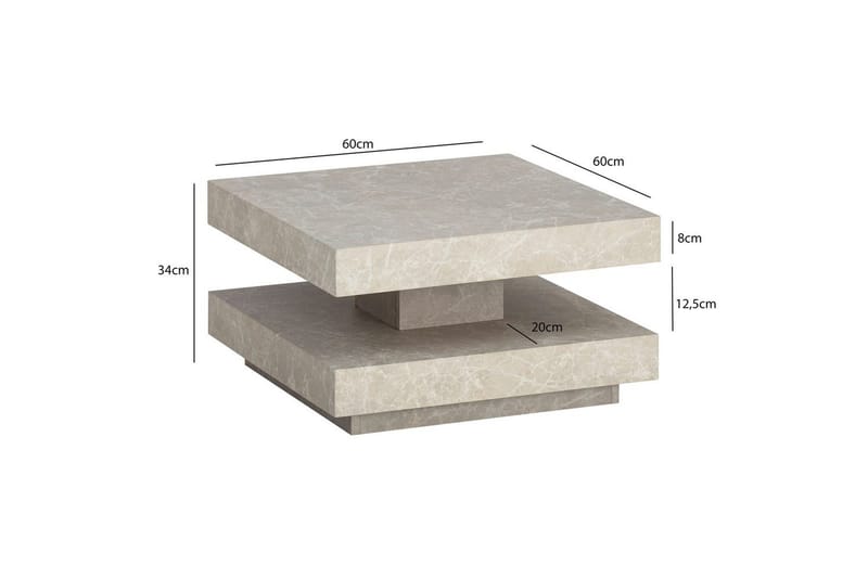 Sofabord Wohnling kvadrat 60 cm, steinoptikk stil, moderne utseende Beige - Beige - Møbler - Bord - Sofabord