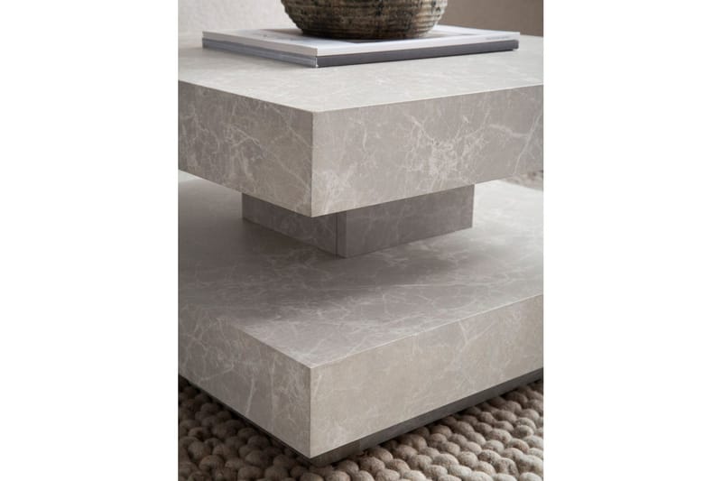 Sofabord Wohnling kvadrat 60 cm, steinoptikk stil, moderne utseende Beige - Beige - Møbler - Bord - Sofabord