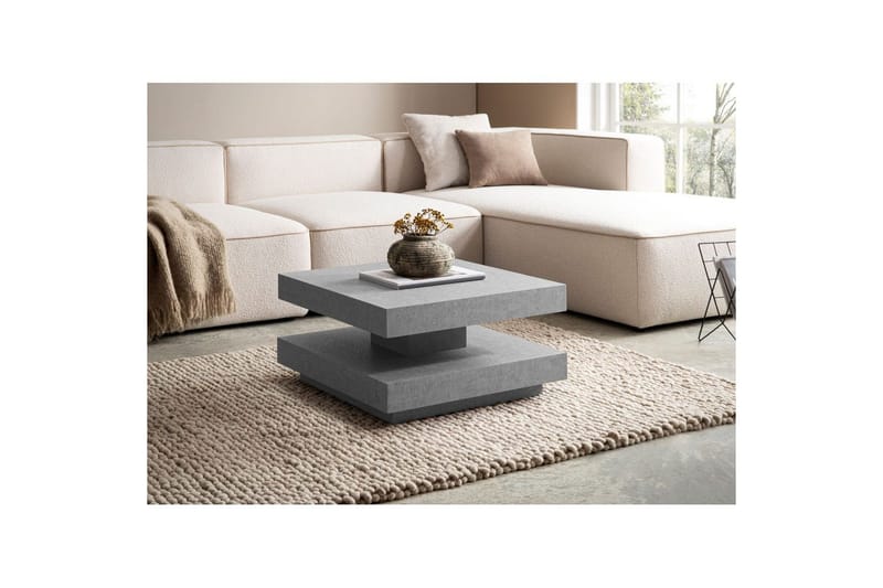 Sofabord Wohnling kvadrat 60 cm, steinoptikk stil, moderne utseende Grå - Grå - Møbler - Bord - Sofabord