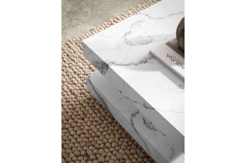 Sofabord Wohnling kvadrat 60 cm, steinoptikk stil, moderne utseende Marmor Hvit - Marmor Hvit - Møbler - Bord - Sofabord
