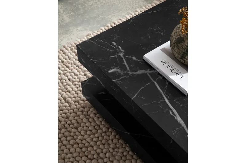 Sofabord Wohnling kvadrat 60 cm, steinoptikk stil, moderne utseende Svart marmor - Svart marmor - Møbler - Bord - Sofabord