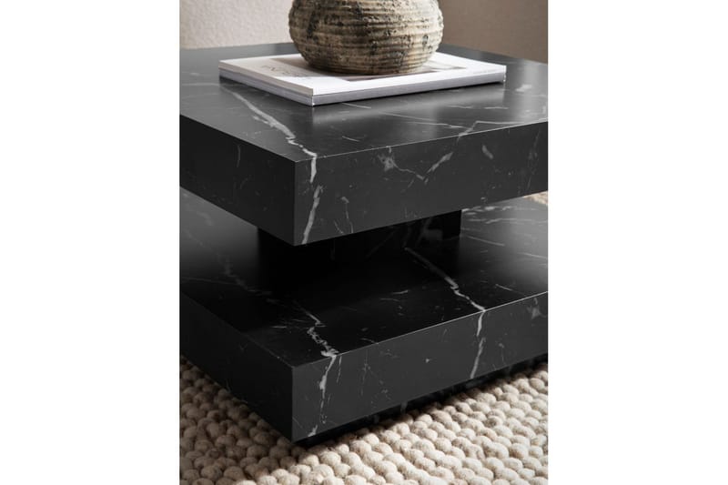 Sofabord Wohnling kvadrat 60 cm, steinoptikk stil, moderne utseende Svart marmor - Svart marmor - Møbler - Bord - Sofabord