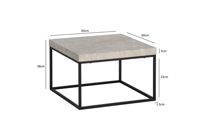 Sofabord Wohnling kvadrat 60 cm steinoptikk stil, klassisk metallramme, moderne utseende Beige - Beige - Møbler - Bord - Sofabord