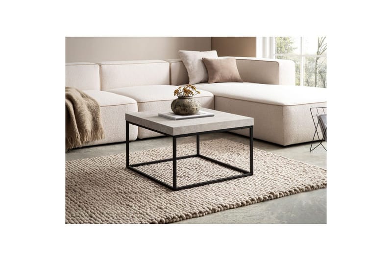 Sofabord Wohnling kvadrat 60 cm steinoptikk stil, klassisk metallramme, moderne utseende Beige - Beige - Møbler - Bord - Sofabord