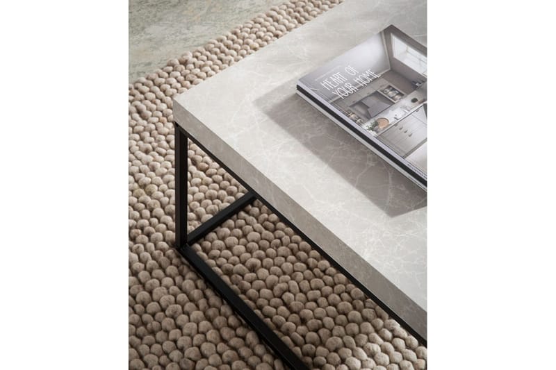 Sofabord Wohnling kvadrat 60 cm steinoptikk stil, klassisk metallramme, moderne utseende Beige - Beige - Møbler - Bord - Sofabord