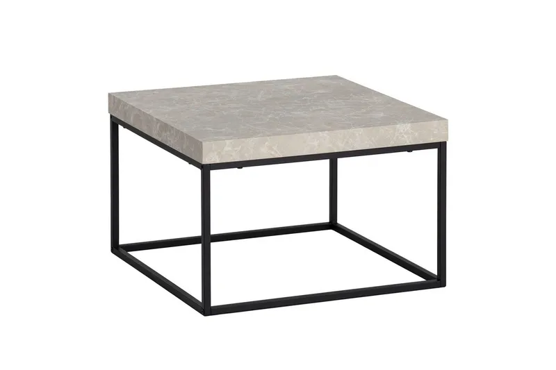 Sofabord Wohnling kvadrat 60 cm steinoptikk stil, klassisk metallramme, moderne utseende Beige, Beige