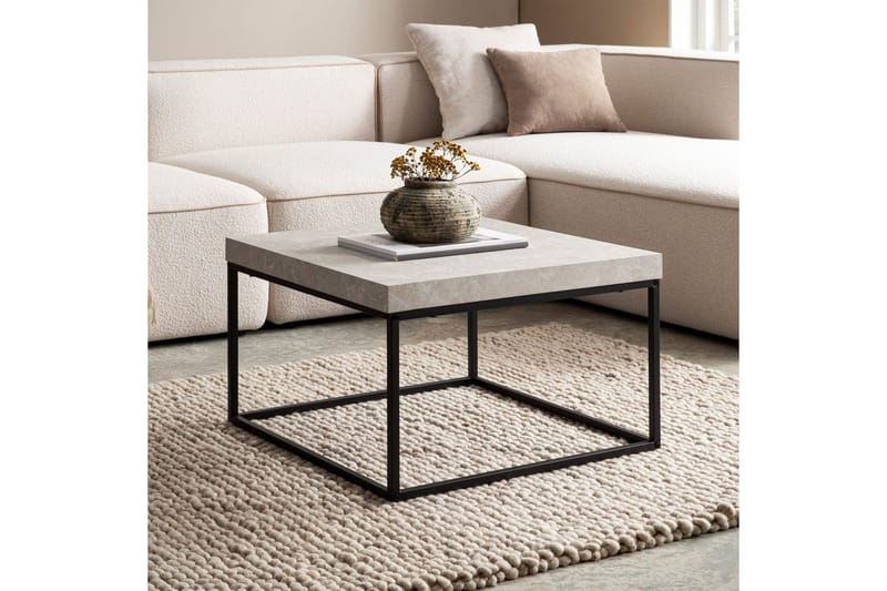 Sofabord Wohnling kvadrat 60 cm steinoptikk stil, klassisk metallramme, moderne utseende Beige - Beige - Møbler - Bord - Sofabord