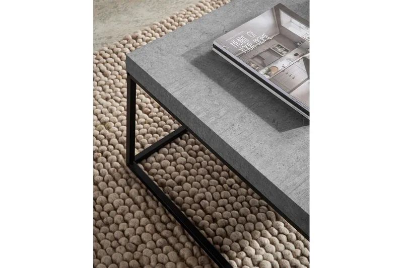 Sofabord Wohnling kvadrat 60 cm steinoptikk stil, klassisk metallramme, moderne utseende Grå - Grå - Møbler - Bord - Sofabord