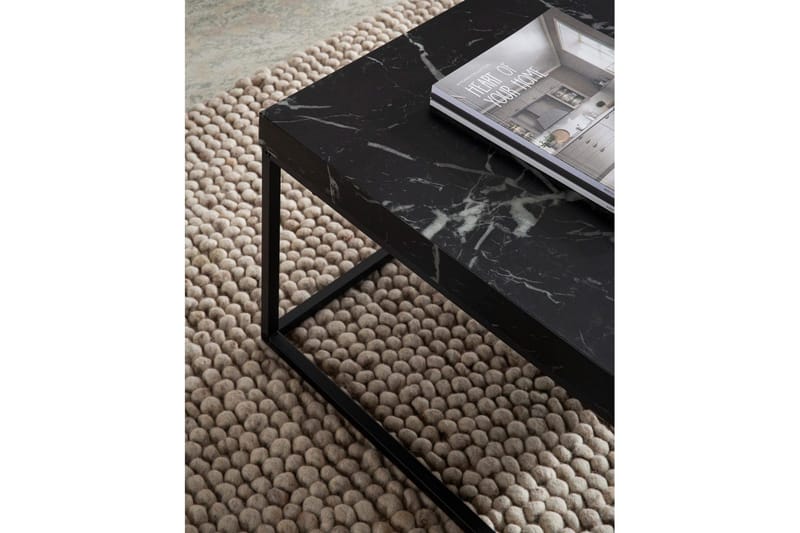 Sofabord Wohnling kvadrat 60 cm steinoptikk stil, klassisk metallramme, moderne utseende Svart marmor - Svart marmor - Møbler - Bord - Sofabord