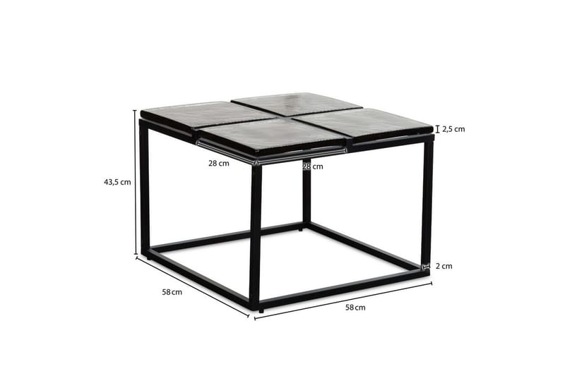 Sofabord Wohnling Kvadratisk glass 58 cm klassisk metallramme moderne - Møbler - Bord - Sofabord
