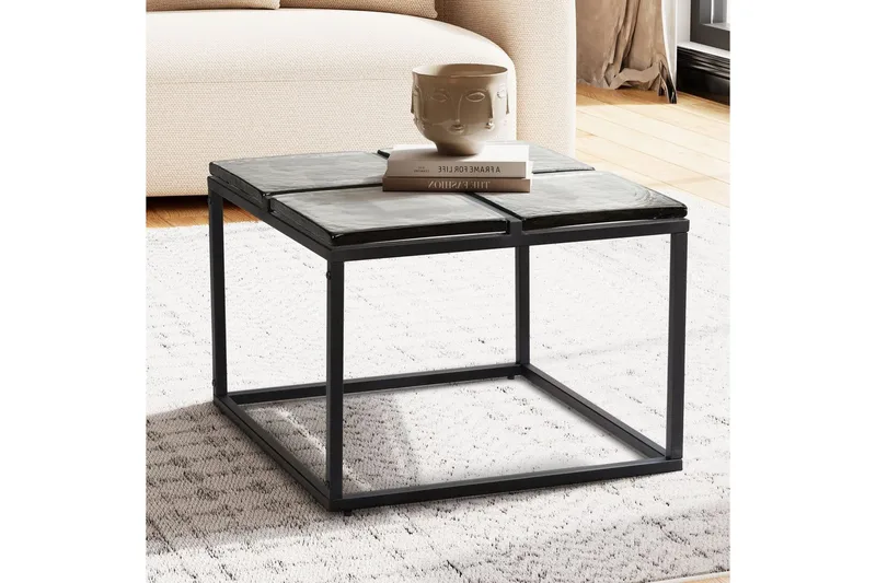 Sofabord Wohnling Kvadratisk glass 58 cm klassisk metallramme moderne - Møbler - Bord - Sofabord