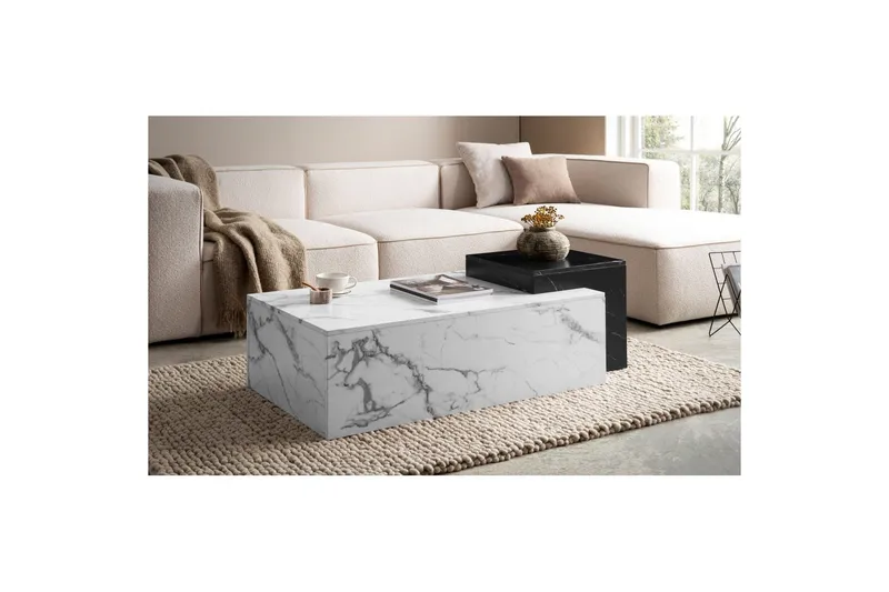 Sofabord Wohnling Marmorblokk Utseende Rektangulær Moderne - Møbler - Bord - Sofabord