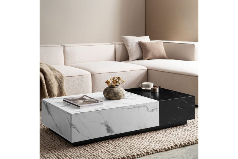 Sofabord Wohnling Marmorblokk Utseende Rektangulær Tobladet Moderne - Møbler - Bord - Sofabord