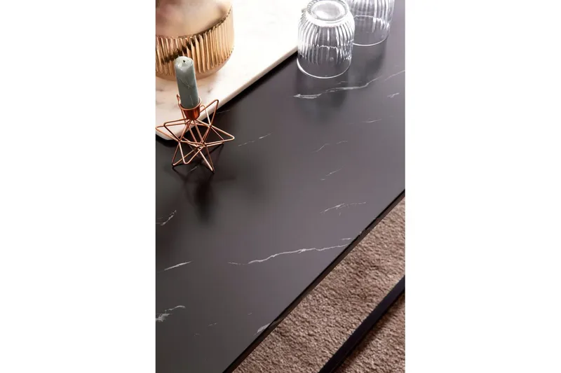 Sofabord Wohnling marmorstil, rektangulær elegant, moderne stil Svart, marmor svart - Svart, marmor svart - Møbler - Bord - Sofabord