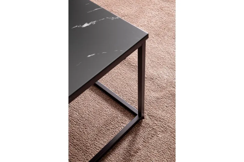 Sofabord Wohnling marmorstil, rektangulær elegant, moderne stil Svart, marmor svart - Svart, marmor svart - Møbler - Bord - Sofabord