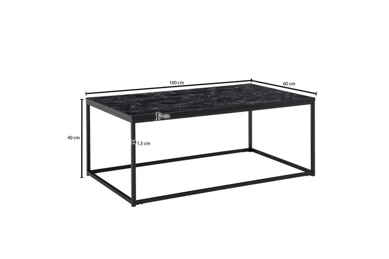 Sofabord Wohnling marmorstil, rektangulær elegant, moderne stil Svart, marmor svart - Svart, marmor svart - Møbler - Bord - Sofabord