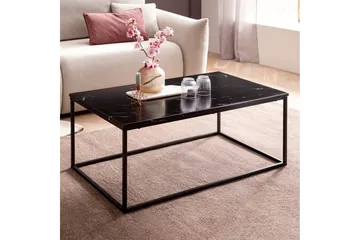Sofabord Wohnling marmorstil, rektangulær elegant, moderne stil Svart, marmor svart - Svart, marmor svart - Møbler - Bord - Sofabord
