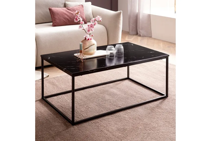 Sofabord Wohnling marmorstil, rektangulær elegant, moderne stil Svart, marmor svart - Svart, marmor svart - Møbler - Bord - Sofabord