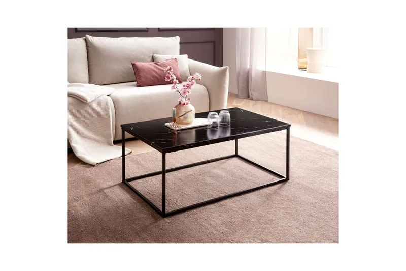Sofabord Wohnling marmorstil, rektangulær elegant, moderne stil Svart, marmor svart - Svart, marmor svart - Møbler - Bord - Sofabord