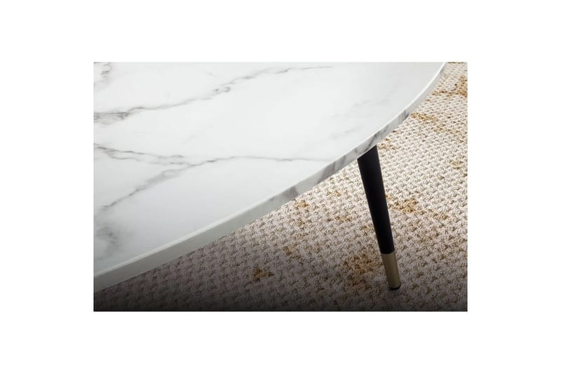 Sofabord Wohnling marmorstil 90 cm, trekantet moderne stil Marmor Hvit - Marmor Hvit - Møbler - Bord - Sofabord