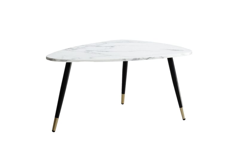 Sofabord Wohnling marmorstil 90 cm, trekantet moderne stil Marmor Hvit - Marmor Hvit - Møbler - Bord - Sofabord
