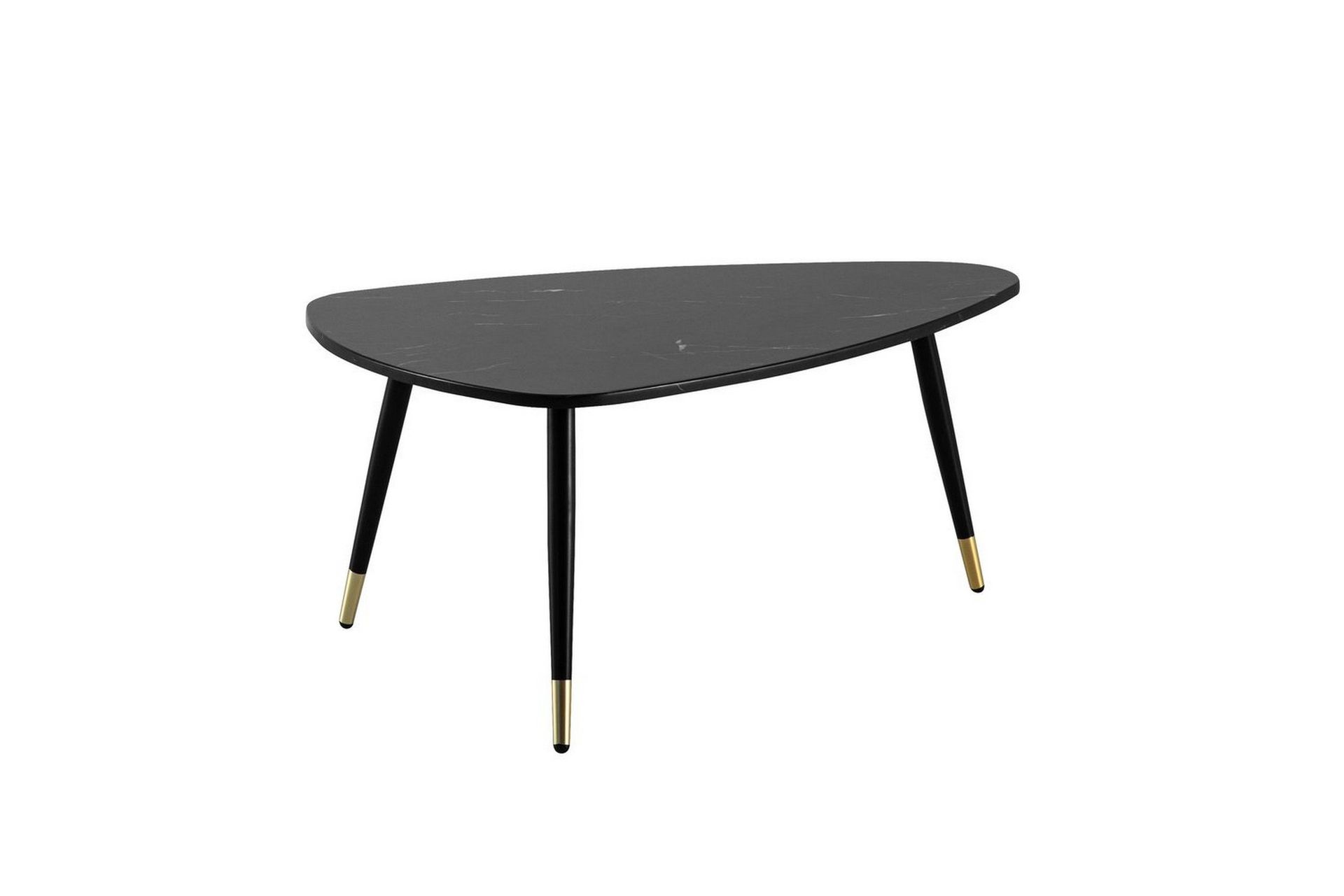 Sofabord Wohnling marmorstil 90 cm, trekantet moderne stil Svart marmor - Svart marmor