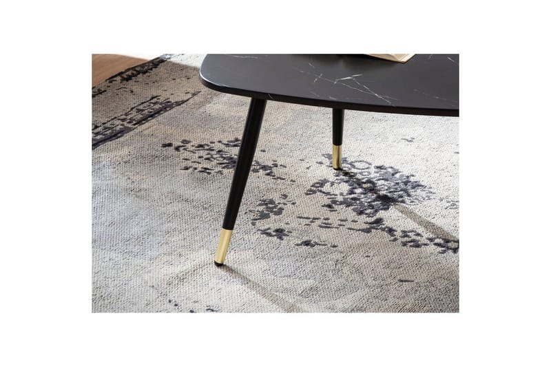 Sofabord Wohnling marmorstil 90 cm, trekantet moderne stil Svart marmor - Svart marmor - Møbler - Bord - Sofabord