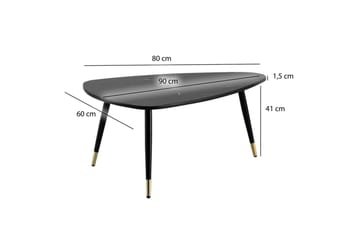 Sofabord Wohnling marmorstil 90 cm, trekantet moderne stil Svart marmor - Svart marmor - Møbler - Bord - Sofabord