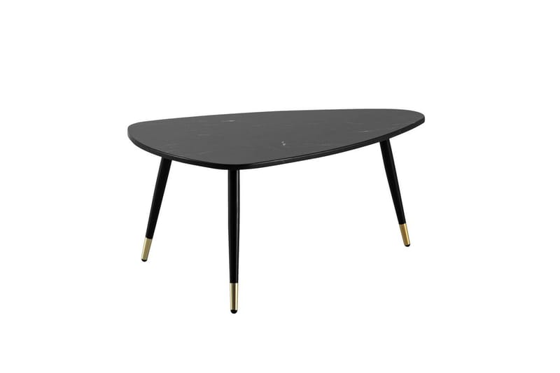 Sofabord Wohnling marmorstil 90 cm, trekantet moderne stil Svart marmor - Svart marmor - Møbler - Bord - Sofabord