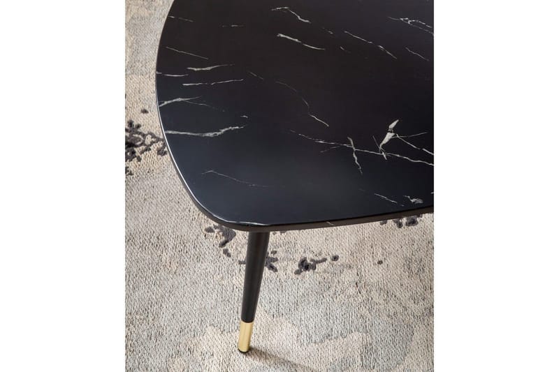 Sofabord Wohnling marmorstil 90 cm, trekantet moderne stil Svart marmor - Svart marmor - Møbler - Bord - Sofabord