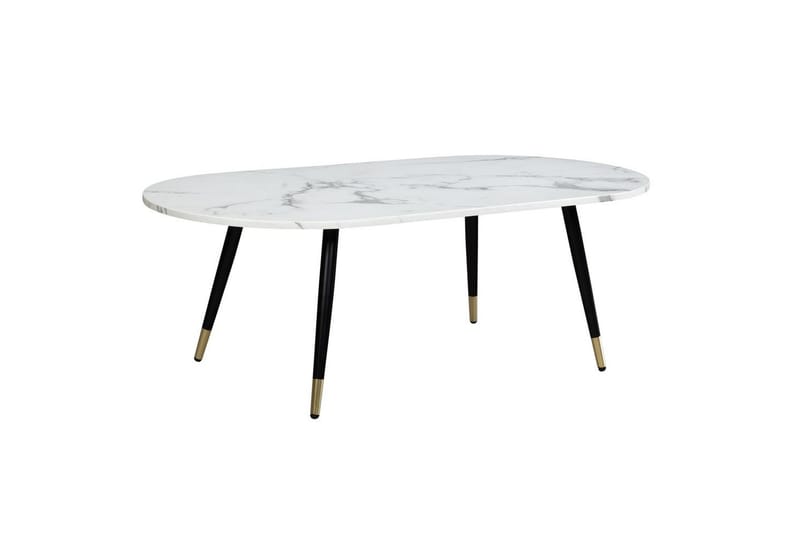 Sofabord Wohnling marmorutseende 120 cm, oval moderne stil Marmor Hvit - Marmor Hvit - Møbler - Bord - Sofabord
